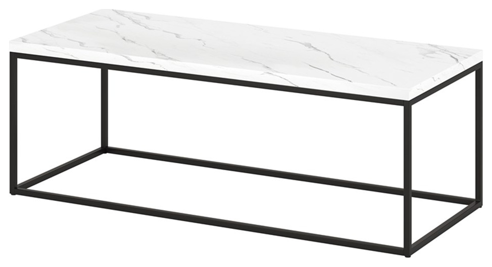 Henn ampHart 47.75 quotBlackened Bronze/Faux Marble Metal/Faux Marble Coffee Table   Transitional   Coffee Tables   by Homesquare  Houzz