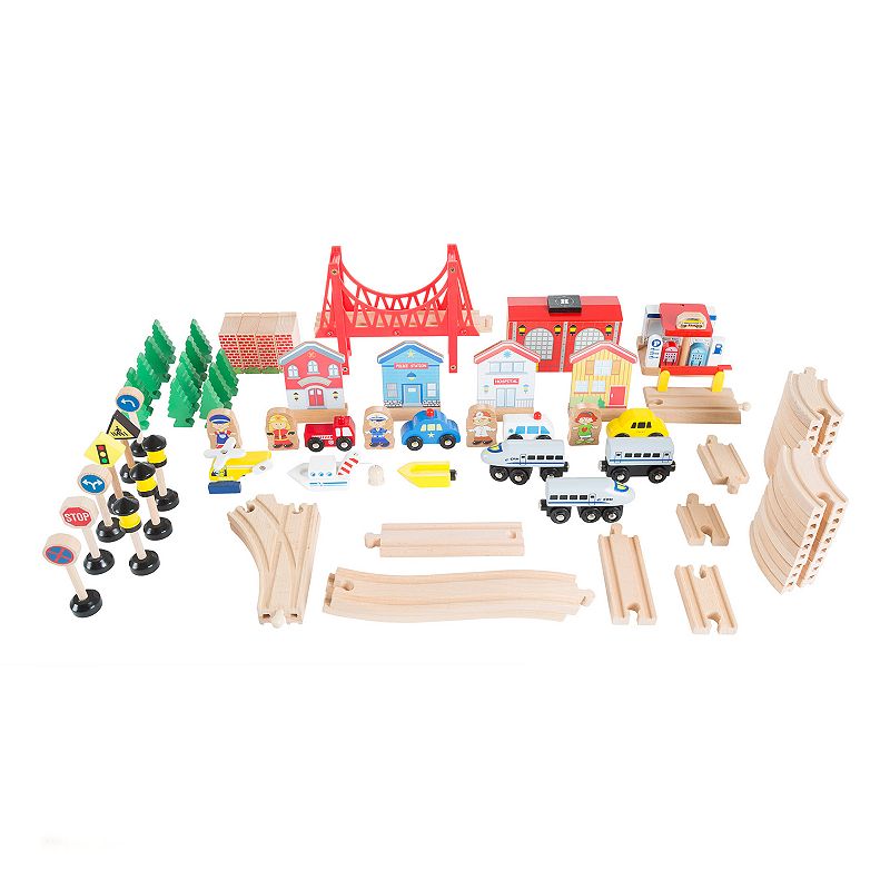 Deluxe Hand Painted Wooden Table Train Set by Hey! Play!