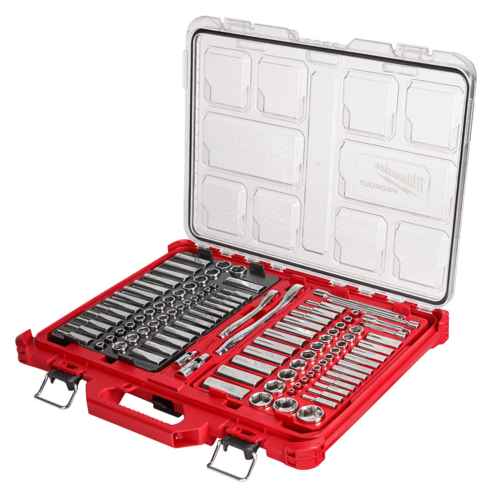 1/4 and 3/8”  106pc Ratchet and Socket Set in PACKOUT ; SAE and Metric ;