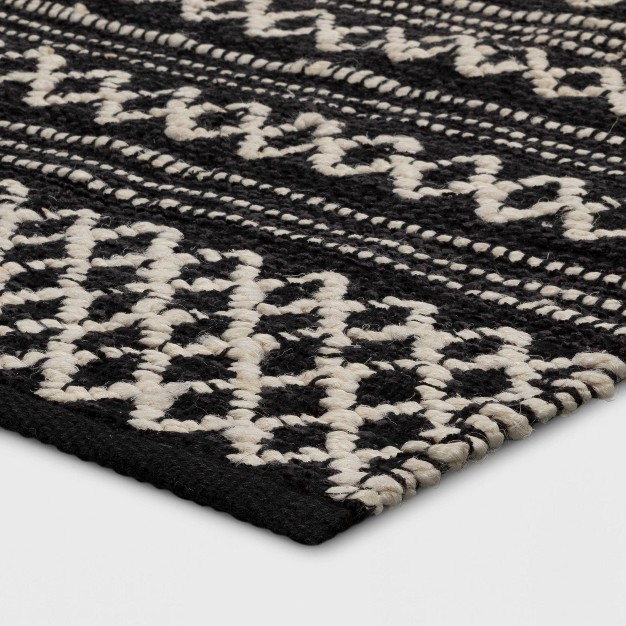 2 x27 x3 x27 Handloom Mixed Fibre Rug Black white