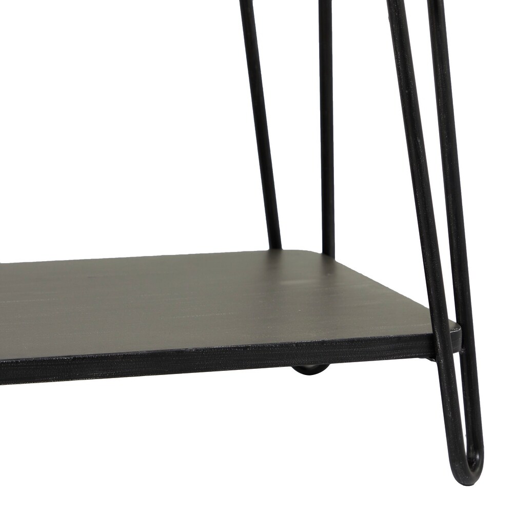 Black Metal Single Shelf Bench with White Upholstered Seat   49 x 16 x 21