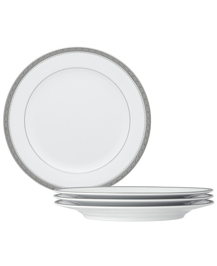 Noritake Charlotta Platinum 4 Piece 8.25 Salad Plates Set Service for 4