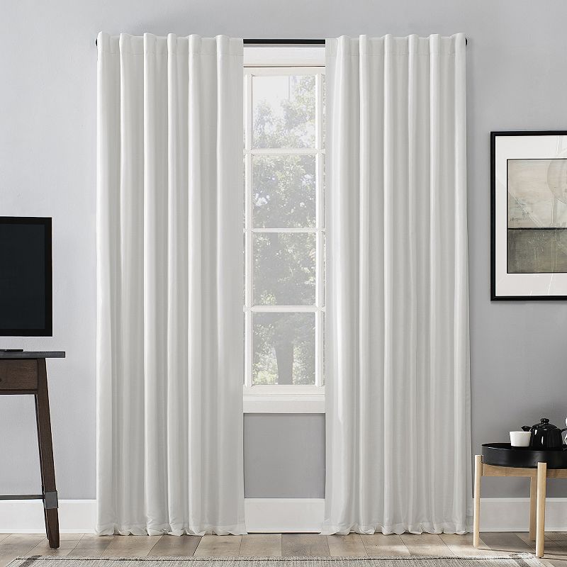 Sun Zero Evelina 100% Blackout Faux Dupioni Silk Back Tab Window Curtain