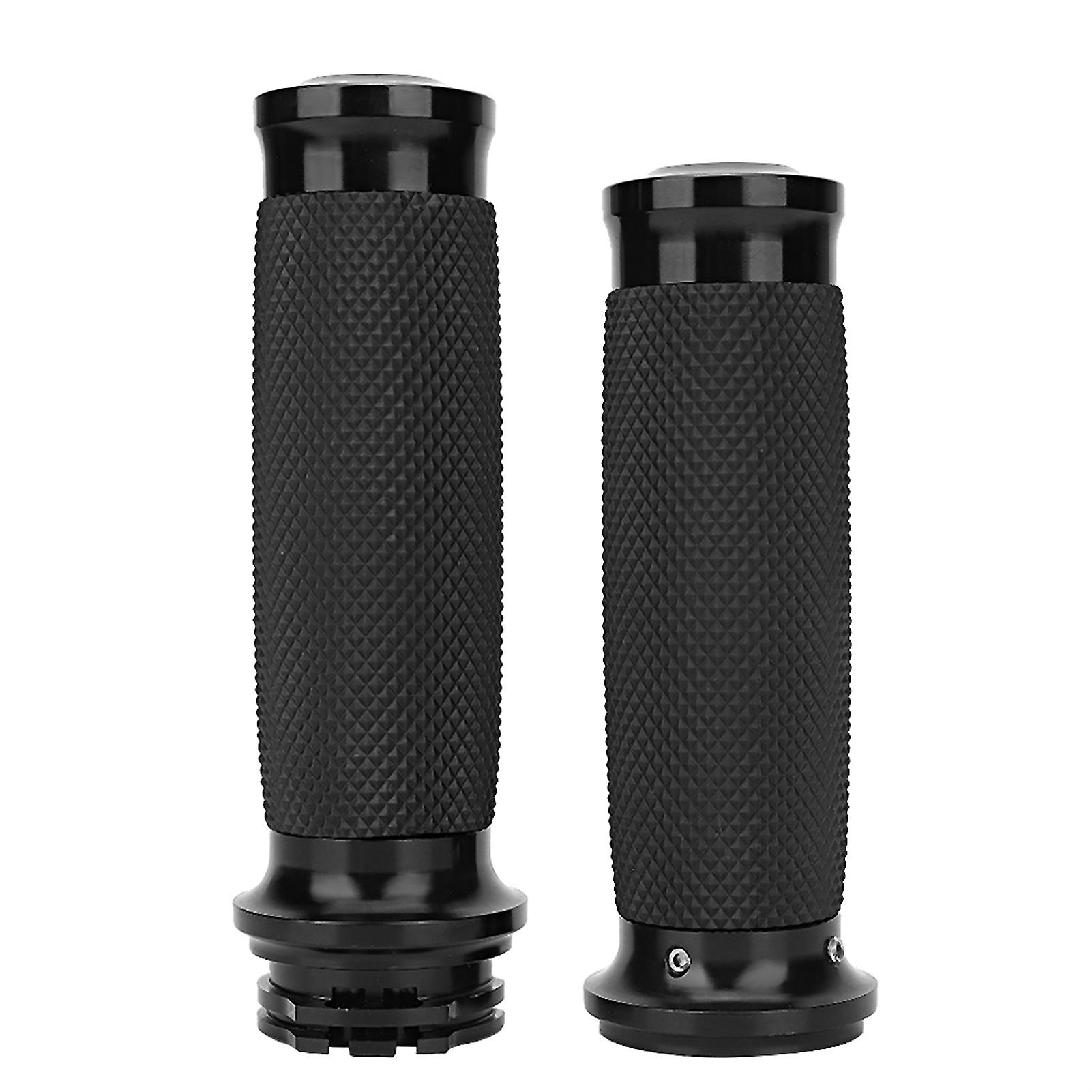 1 Pair Universal Motorcycle 25mm Handgrip Aluminum+rubber Anti Slip Handlebar Grip Cover(black)