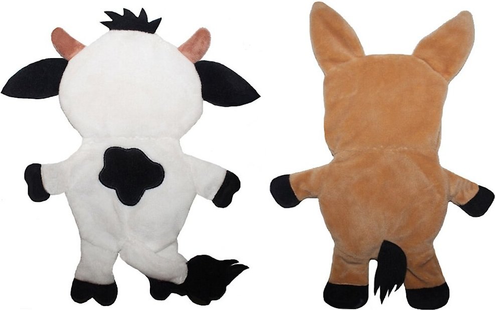 Piggy Poo and Crew Cow and Horse Paper Crinkle Squeaker Toy， 2 count