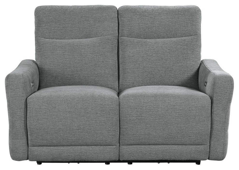 Maston Power Double Reclining Love Seat  Gray   Transitional   Loveseats   by Lexicon Home  Houzz