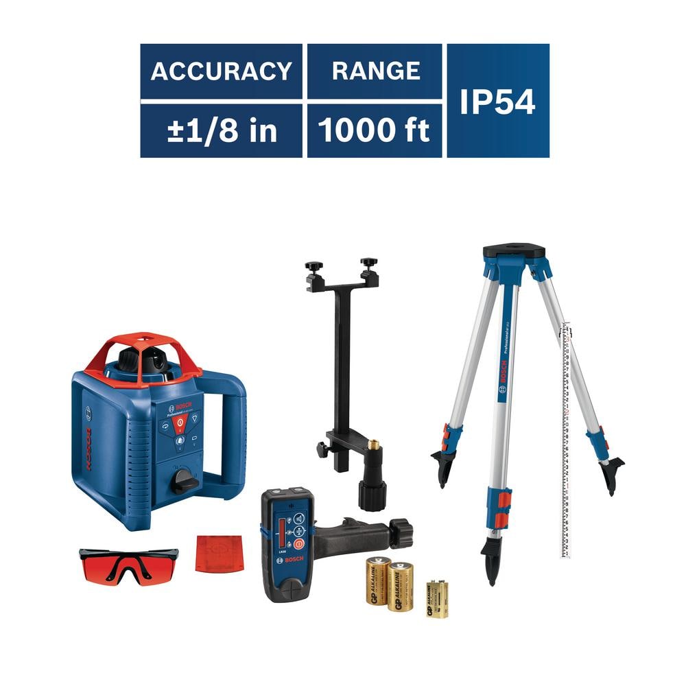 Bosch 800 ft. Rotary Laser Level Self Leveling Complete Kit with Hard Carrying Case Factory Reconditioned GRL800-20HVK-RT