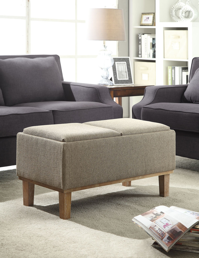 Convenience Concepts Designs4Comfort Brentwood Ottoman in Sandstone Beige Fabric   Transitional   Footstools And Ottomans   by Convenience Concepts  Houzz