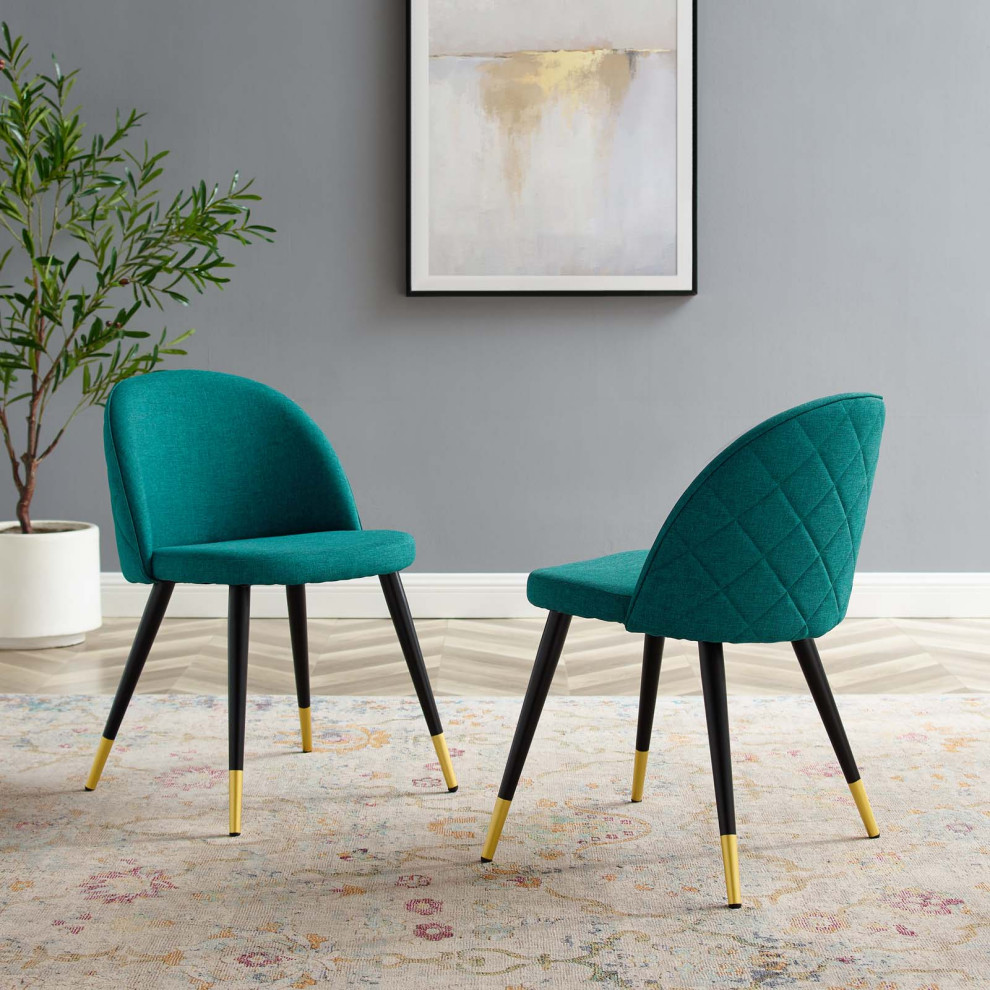 Side Dining Chair  Set of 2  Fabric  Navy Blue  Modern  Cafe Bistro Restaurant   Midcentury   Dining Chairs   by House Bound  Houzz