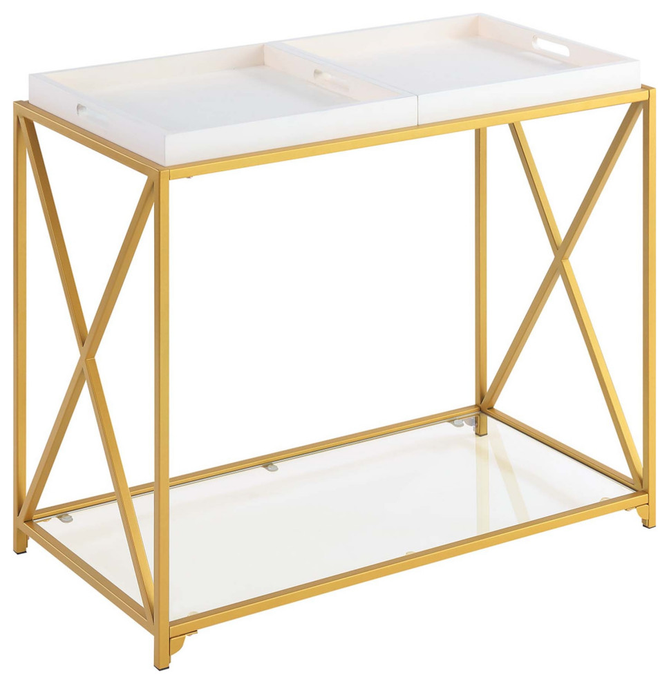 St. Andrews Console Table With Shelf And Removable Trays   Contemporary   Console Tables   by VirVentures  Houzz