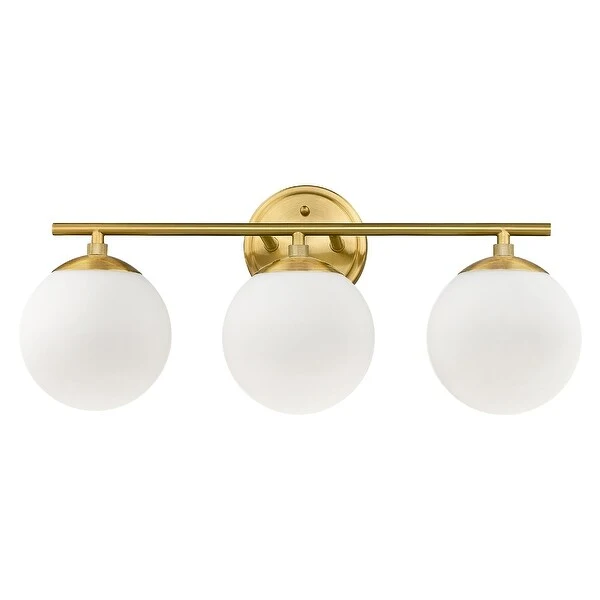 Modern Bathroom Vanity Light with Frosted Glass Shades in Gold Finish