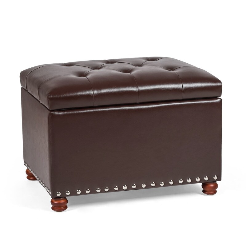 Adeco Contemporary Bench Lift top Storage Ottoman