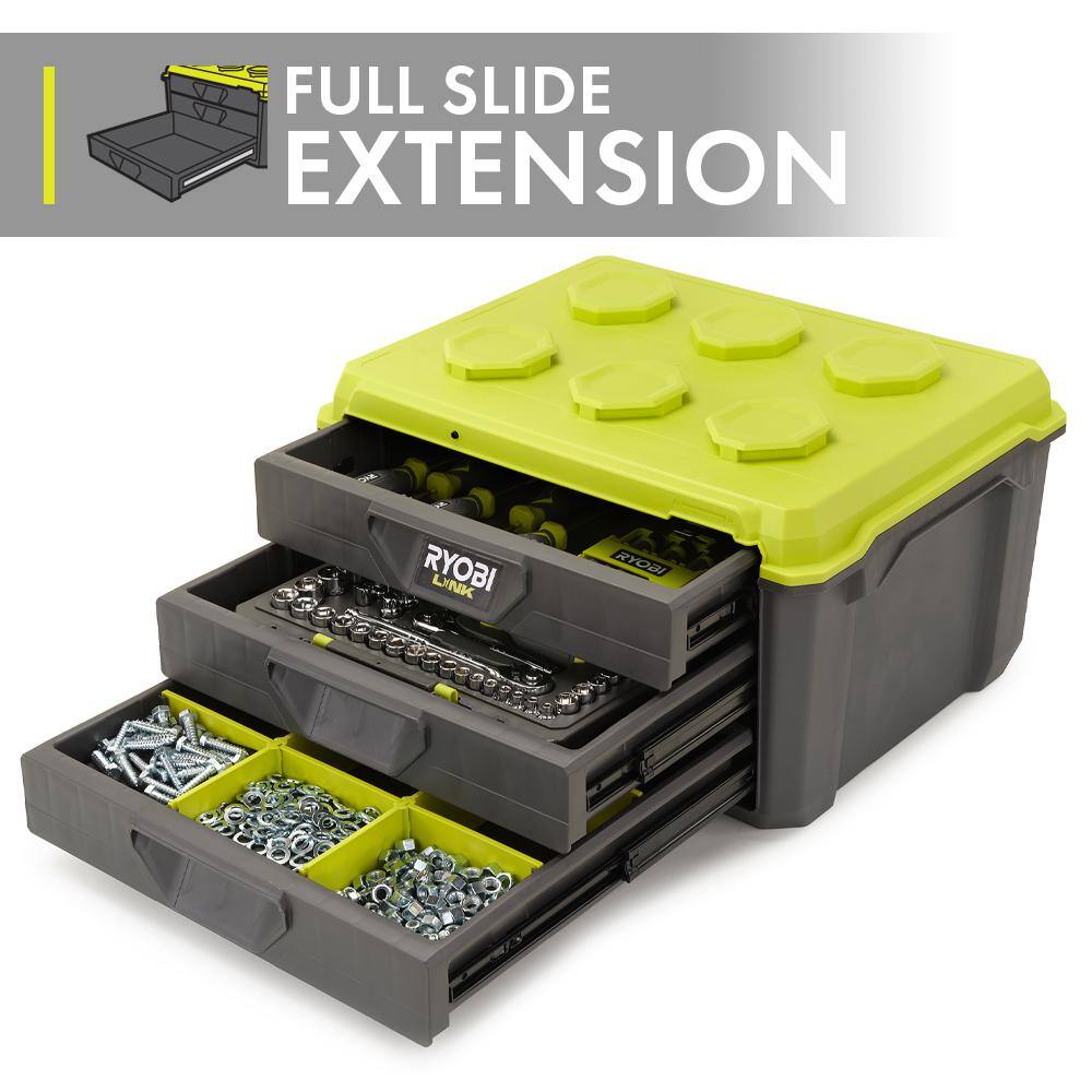 RYOBI LINK 3-Drawer Tool Box with 3-Drawer Divider STM302-STM310