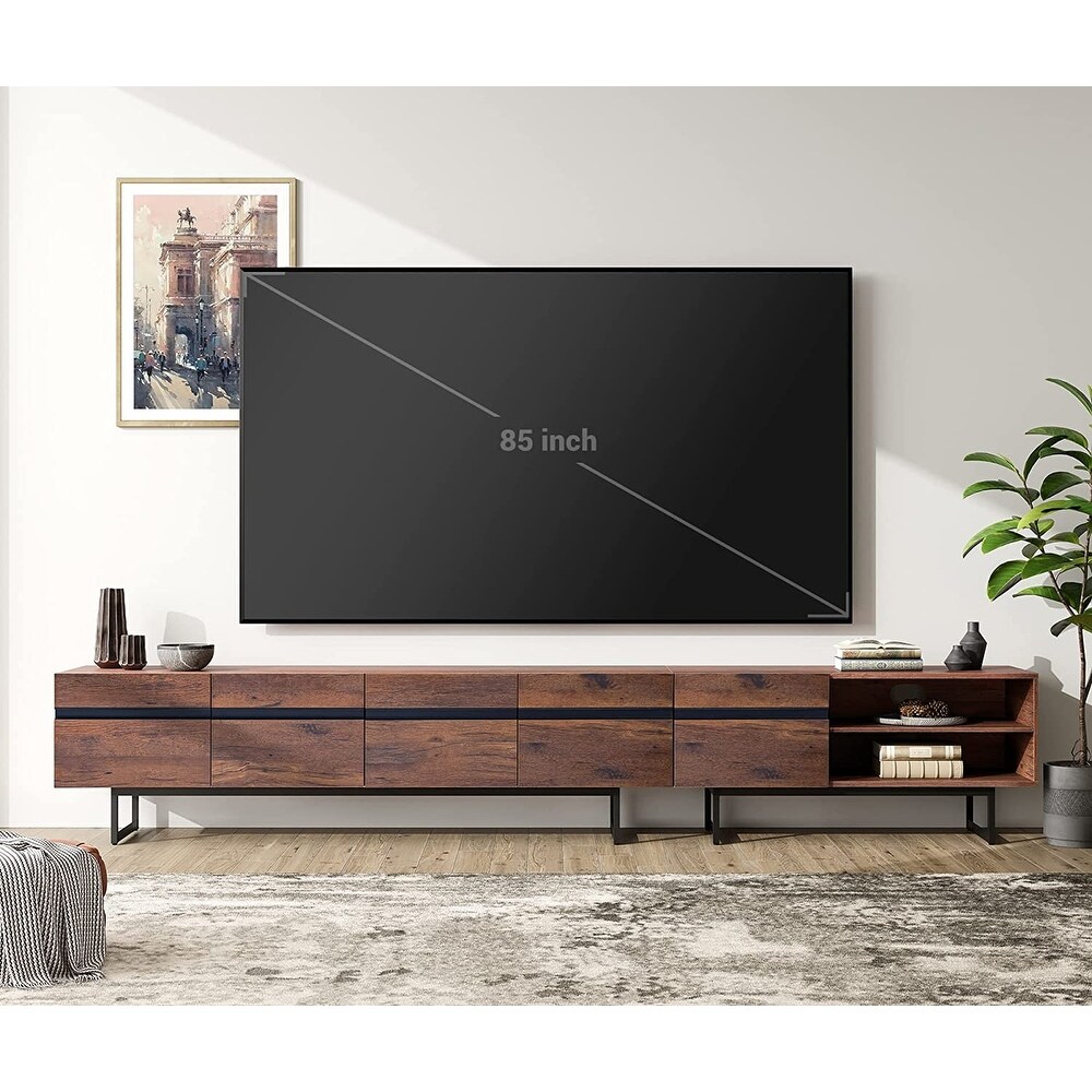 WAMPAT Modern TV Stand for up to 100 inch TV with Storage Cabinets