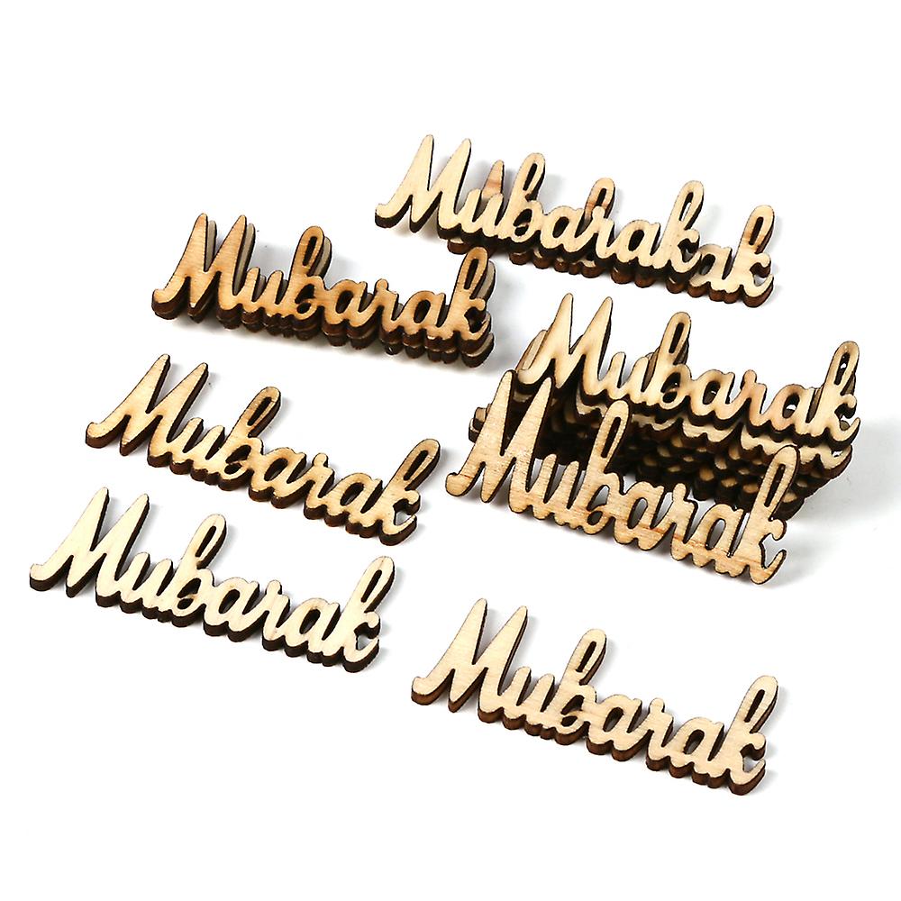 Type 1 15pcs Wooden Eid Mubarak Ramadan Party Supplies Ornament Diy Plaque Pendant Festival Home Decoration