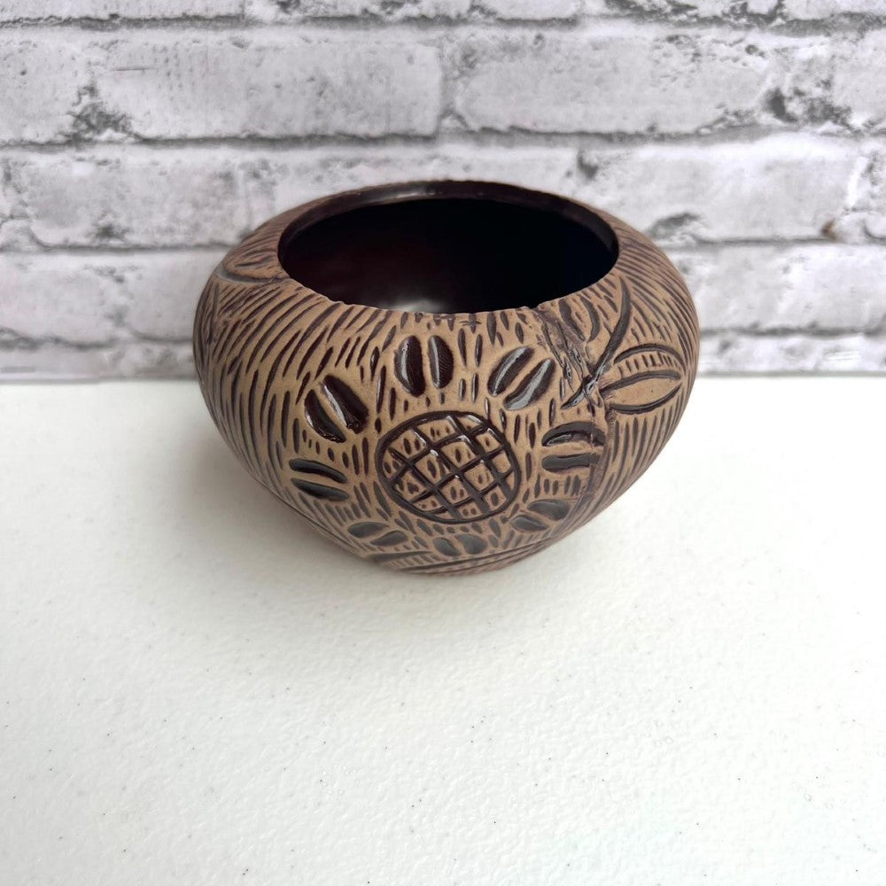 Gorgeous Carved Mini Brown Planter