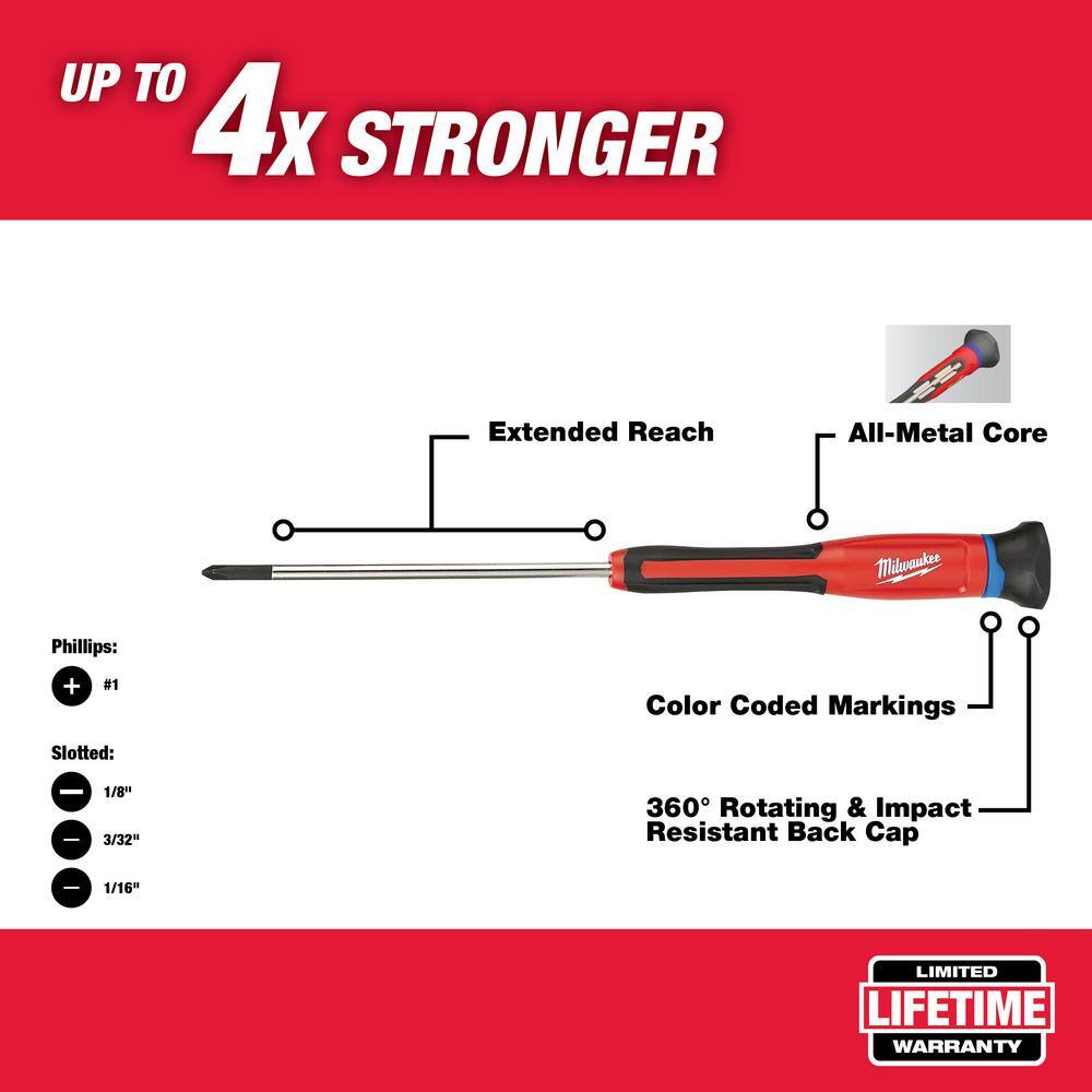 MW 4-Piece Precision Screwdriver Set with 8-Piece Screwdriver Kit with Square (12-Piece) 48-22-2604-48-22-2718