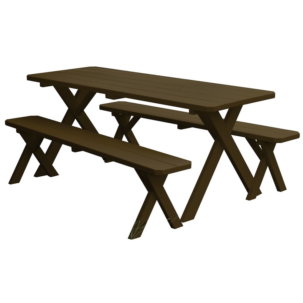 Pine 4' Cross Leg Picnic Table with 2 Benches