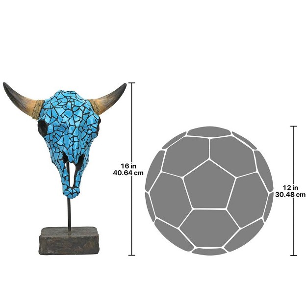 Design Toscano Western Faux Turquoise Encrusted Cow Skull Statue