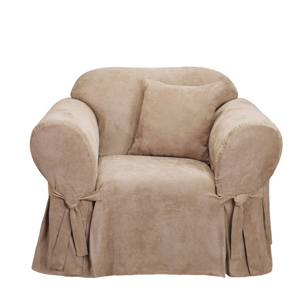 Soft Suede Chair Slipcover Taupe Sure Fit