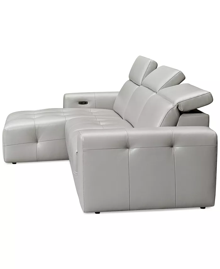 Furniture CLOSEOUT! Haigan 3-Pc. Leather Chaise Sectional Sofa with 2 Power Recliners