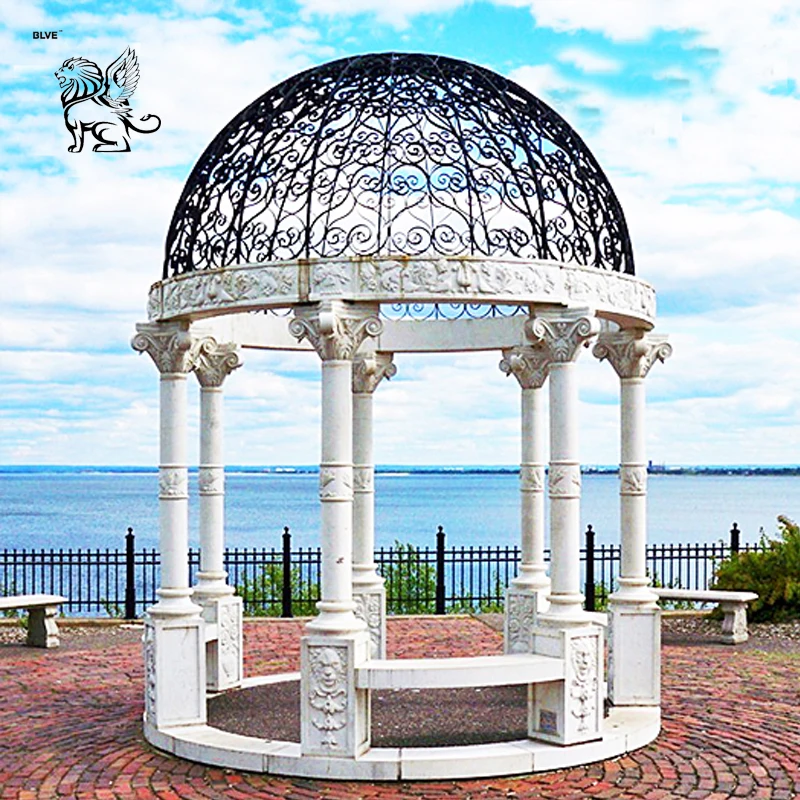 factory supply european style round metal gazebo with stone MGA 13