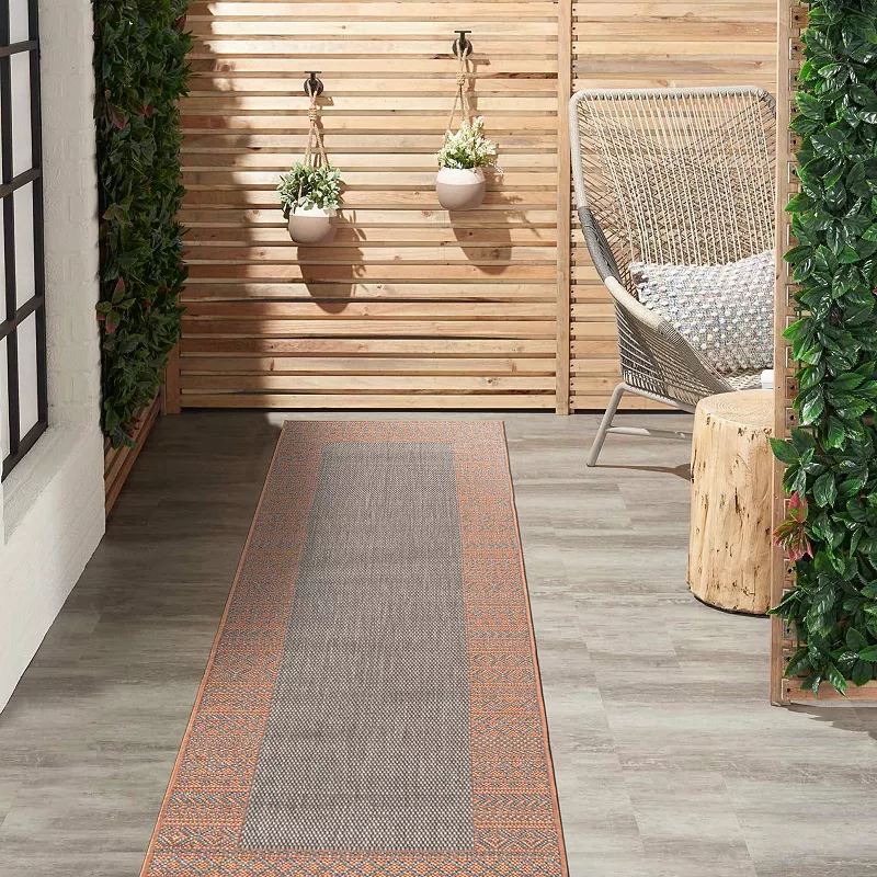 World Rug Gallery Bohemian Bordered Indoor/Outdoor Waterproof Patio Area Rug