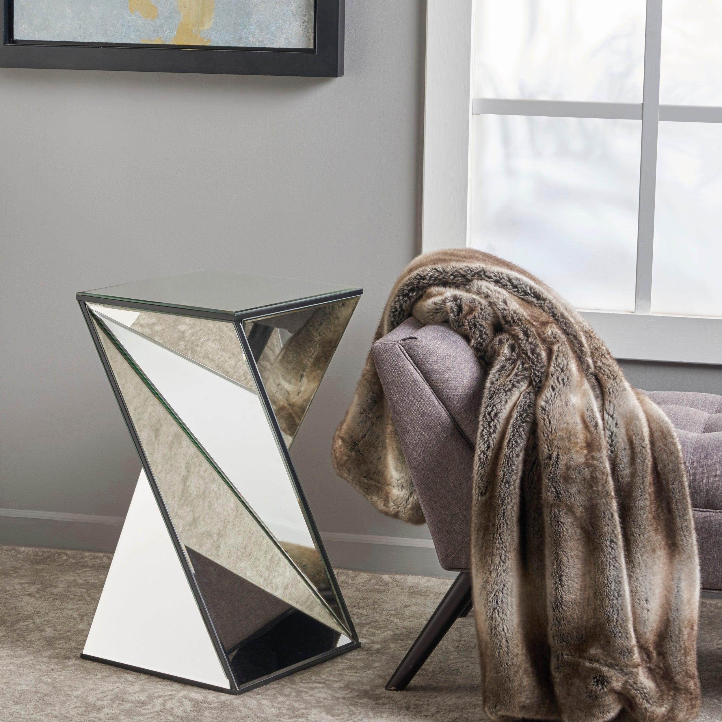 Amler Geometrical Mirrored Side Table