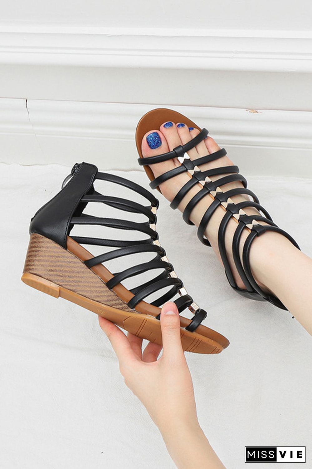 Open Toe Hollow Out Wedge Sandals Wholesale