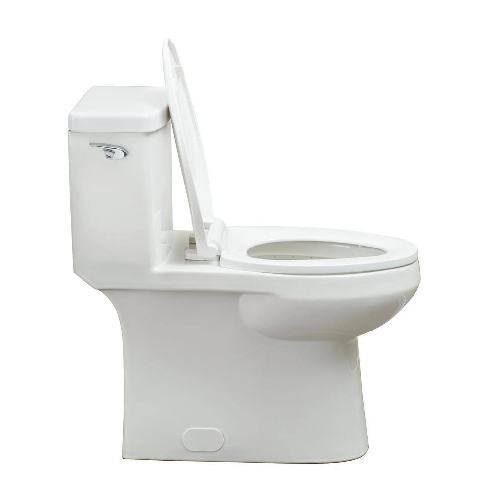 Foremost 1-Piece 1.28 GPF Single Flush Elongated Toilet FM trim in White with Slow Close Toilet Seat Included TL-8423HC-EW-FM