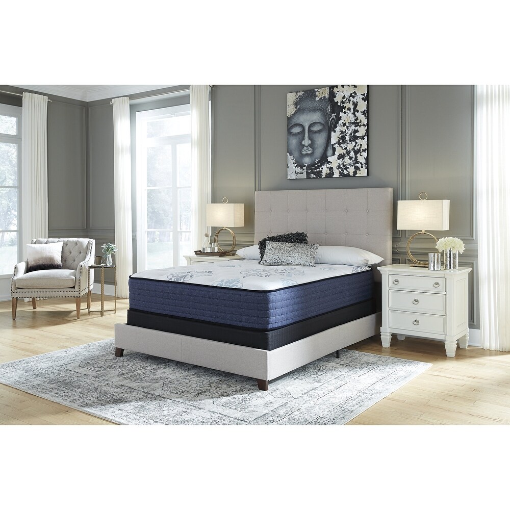 Signature Design by Ashley Mt Dana Plush White/Blue 2 Piece Mattress Package