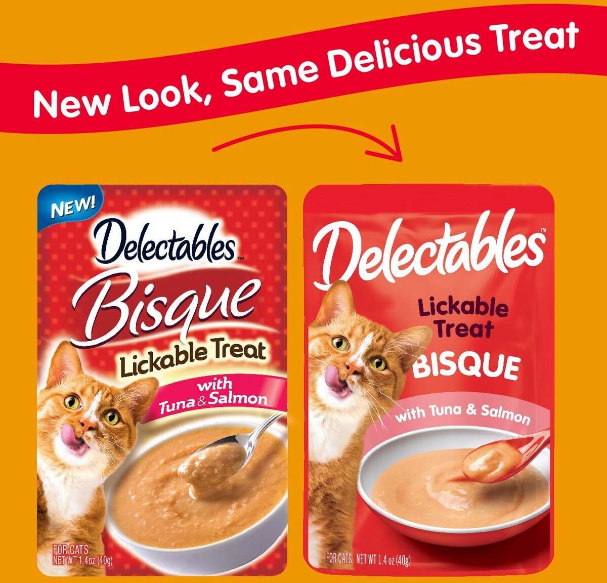 Hartz Delectables Bisque Tuna and Salmon Pack Lickable Cat Treats， 1.4-oz pouch， 12 count