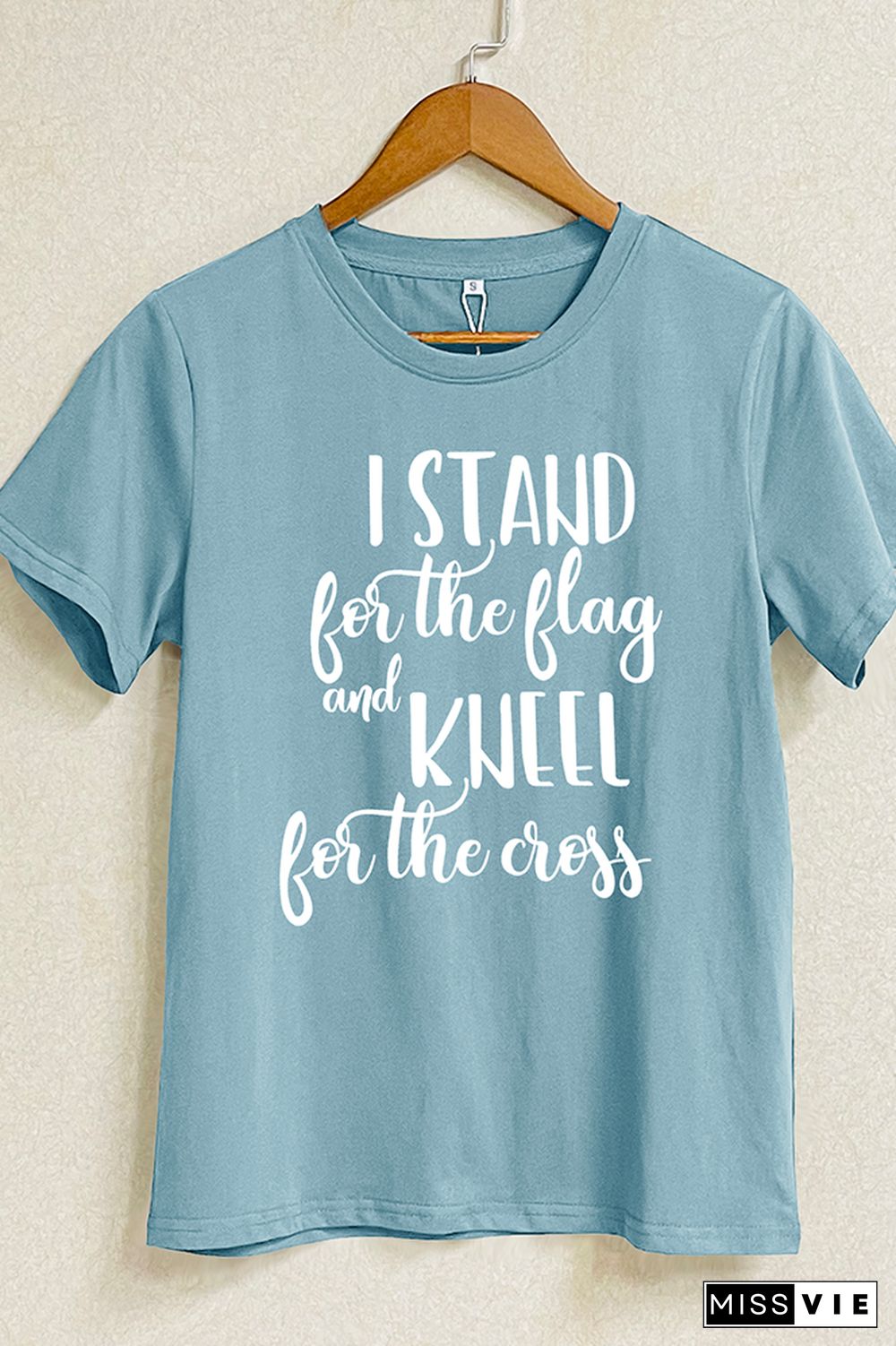 I Stand for the Flag and Kneel for the Cross Over Fear Short Sleeve Graphic Tee Wholesale