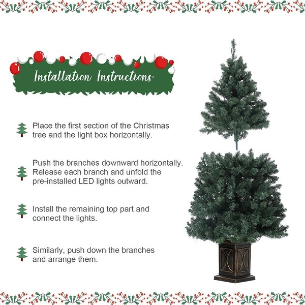 4.5 Ft Artificial Fiber Optic Christmas Tree Black Base