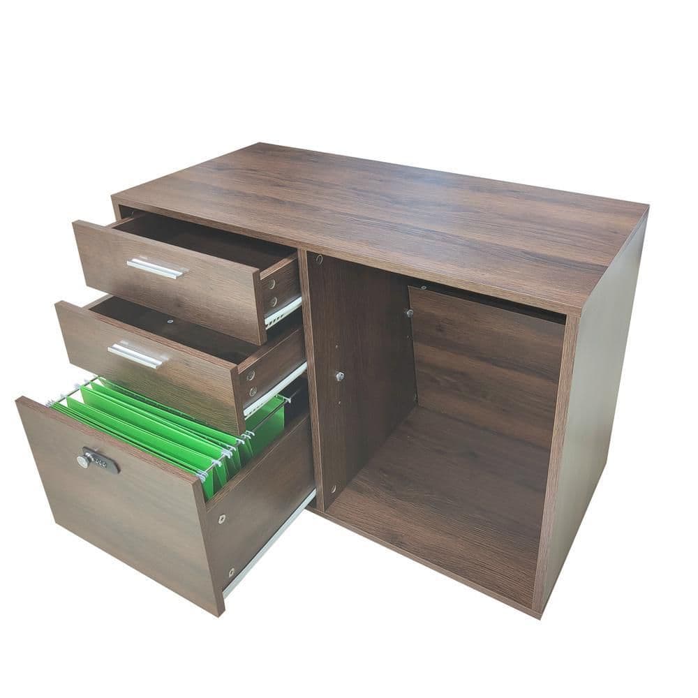 Aoibox Brown File Cabinet With coded Lock Mobile Lateral Filing Cabinet Office Desk Printer Stand for Home Office SNMX3426