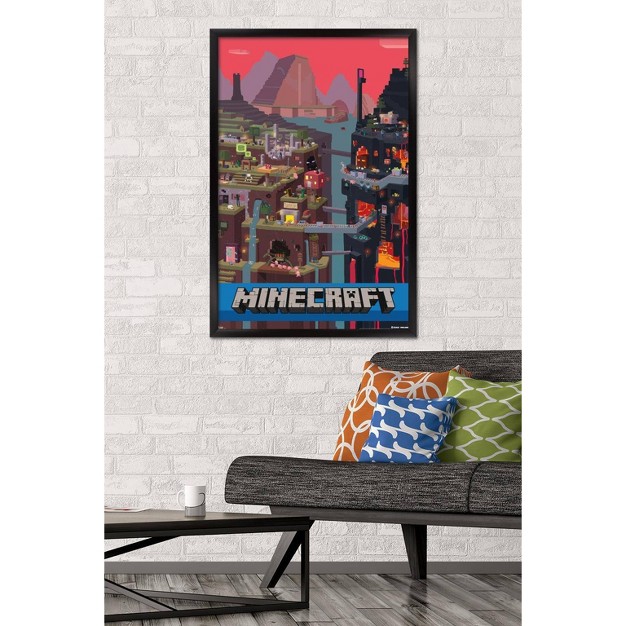 Minecraft Cube Framed Poster Trends International