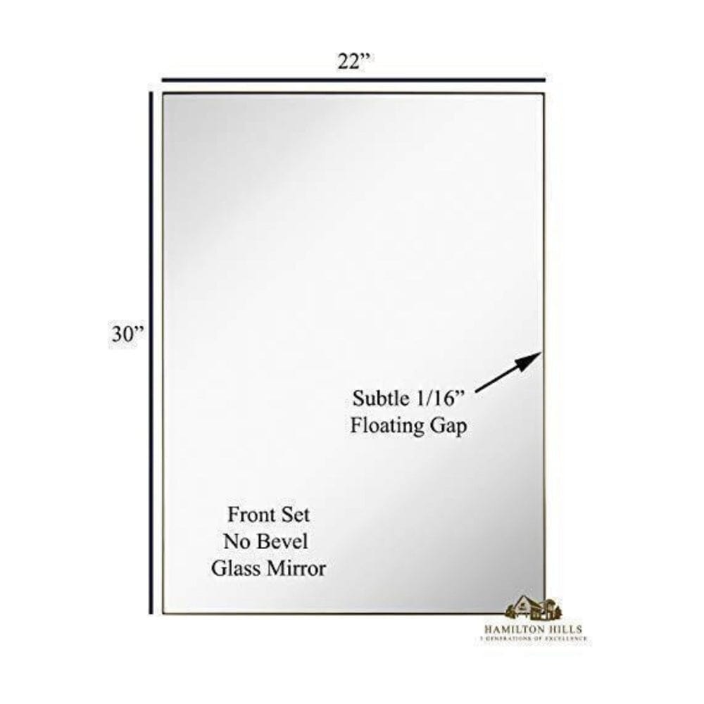 Squared Corner Deep Frame Brushed Metal Gold Framed Wall Mirror (22