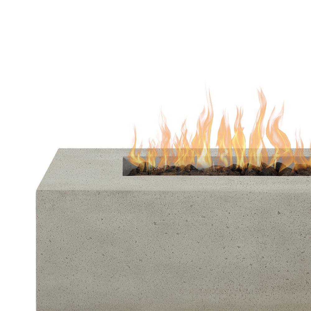 JENSEN CO Brookhurst 56 in. L X 13 in. H Outdoor GFRC Liquid Propane Fire Pit in Flint with Lava Rocks 1590LP-FLNT