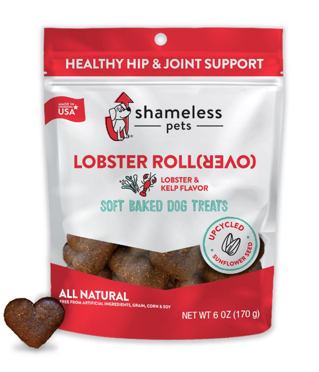 Shameless Pets Lobster Rollover Soft-Baked Dog Treats， 6oz.