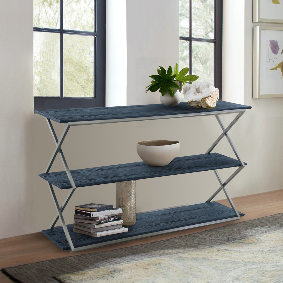 Westlake 3 Tier Wood and Metal 3 tier Console Table   Contemporary   Console Tables   by Armen Living  Houzz