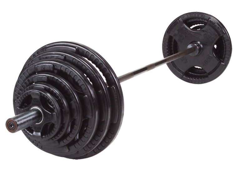 Body-Solid 500 Lb Rubber Grip Olympic Sets In Chrome Bar