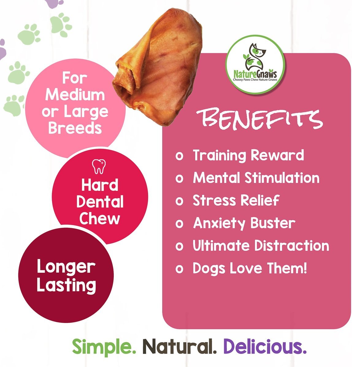 Nature Gnaws Pig Ear Dog Treats