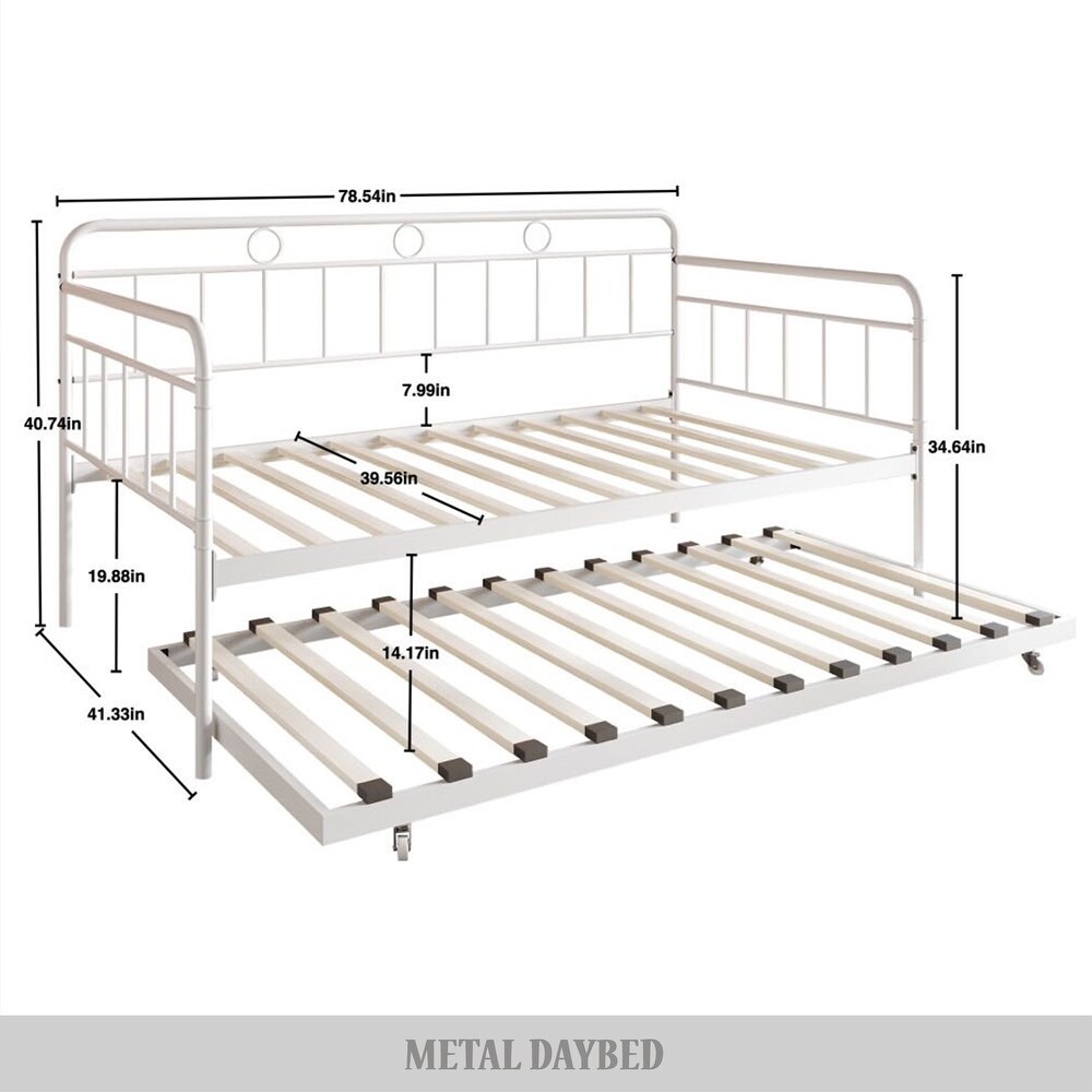 CraftPorch Minimalist Curved Edge Metal Twin Daybed with Trundle