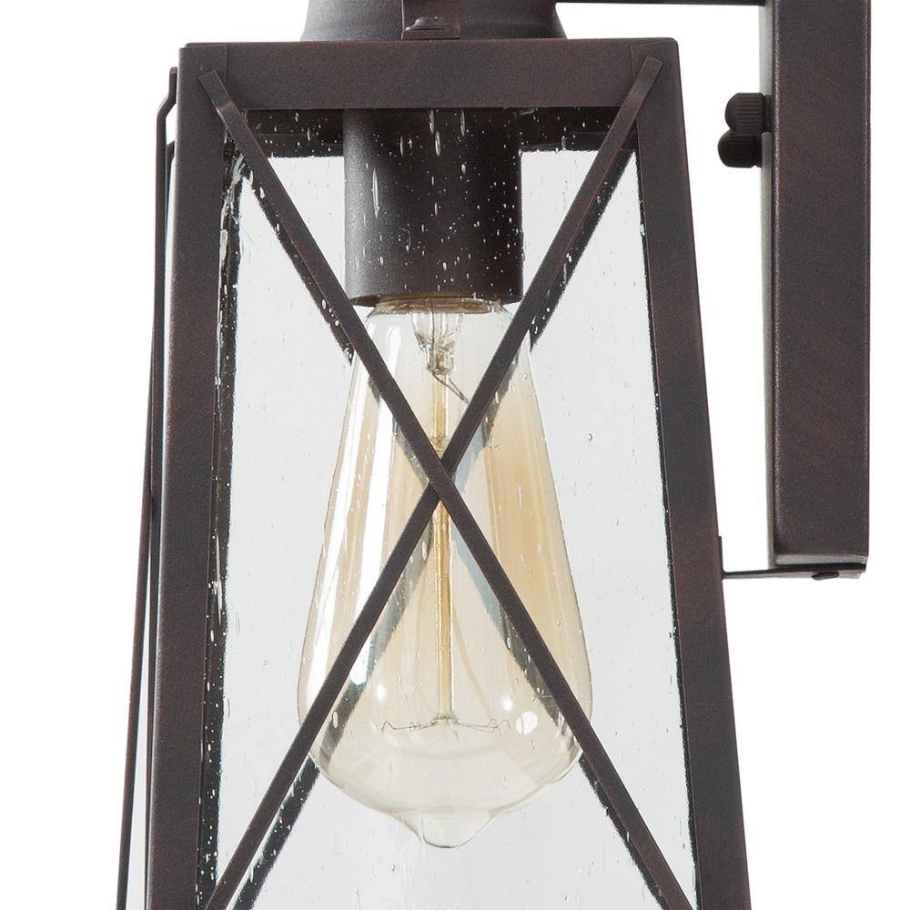 LNC Craftsman Modern Farmhouse Rust Bronze 1-Light Outdoor Wall Lantern Sconce with Seeded Glass Shade Patio Wall Light 3YZQQMHD1151RX7