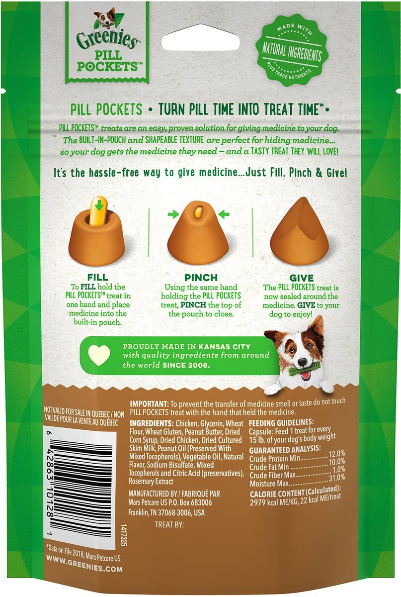 Greenies Pill Pockets Canine Real Peanut Butter Flavor Dog Treats