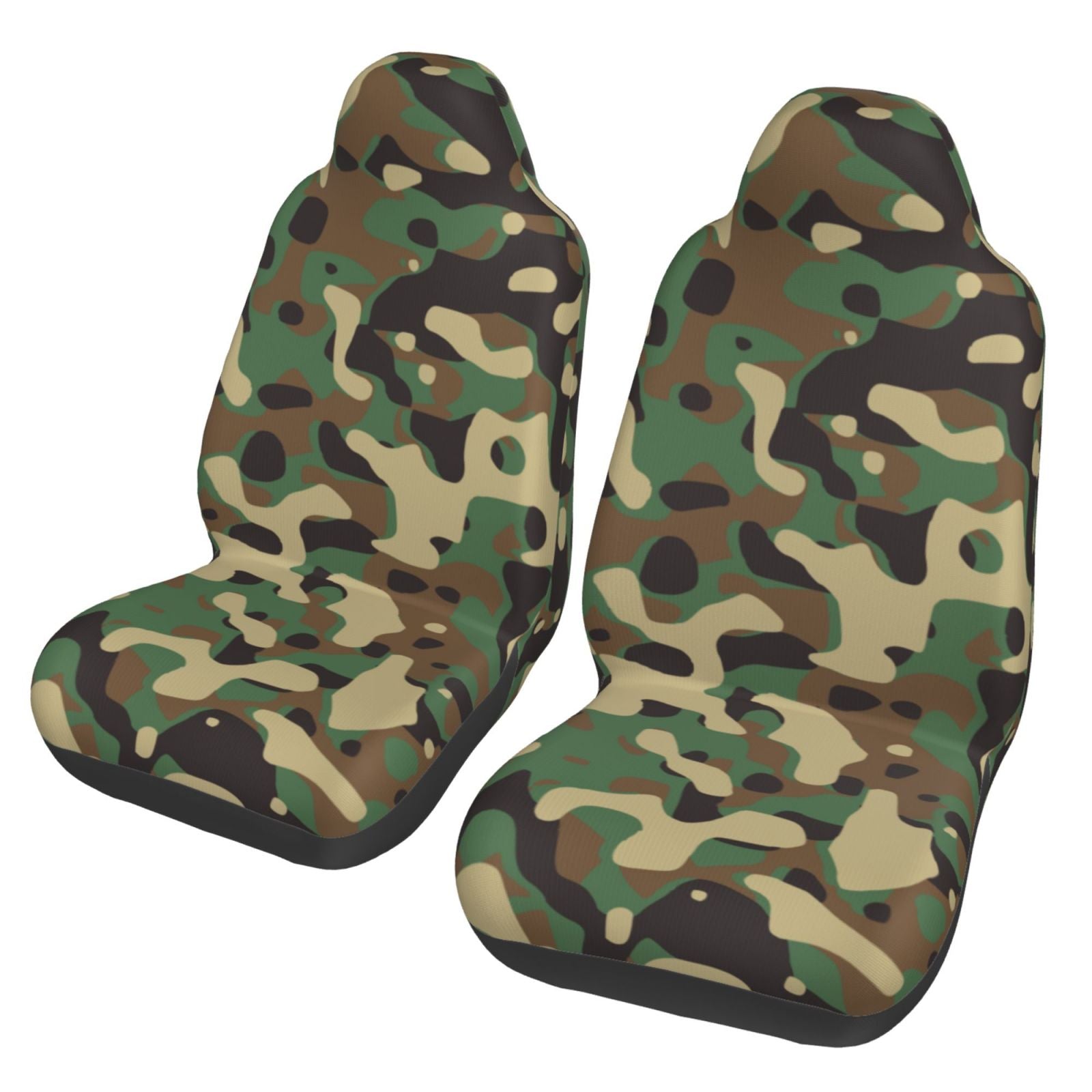 LNWH Car Seat Covers， Camouflage Print Pattern Car Interior Seat Covers - Universal Fit Most Cars， SUV， Trucks， 2pcs Car Seat Protectors