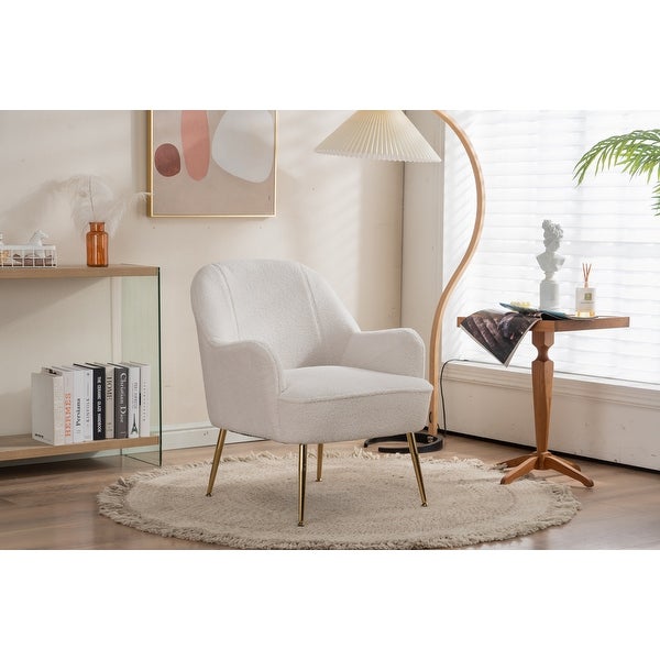 Modern Soft Teddy Fabric Ergonomics Accent Chair Living Room Chair Bedroom Chair Home Chair With Adjustable Legs