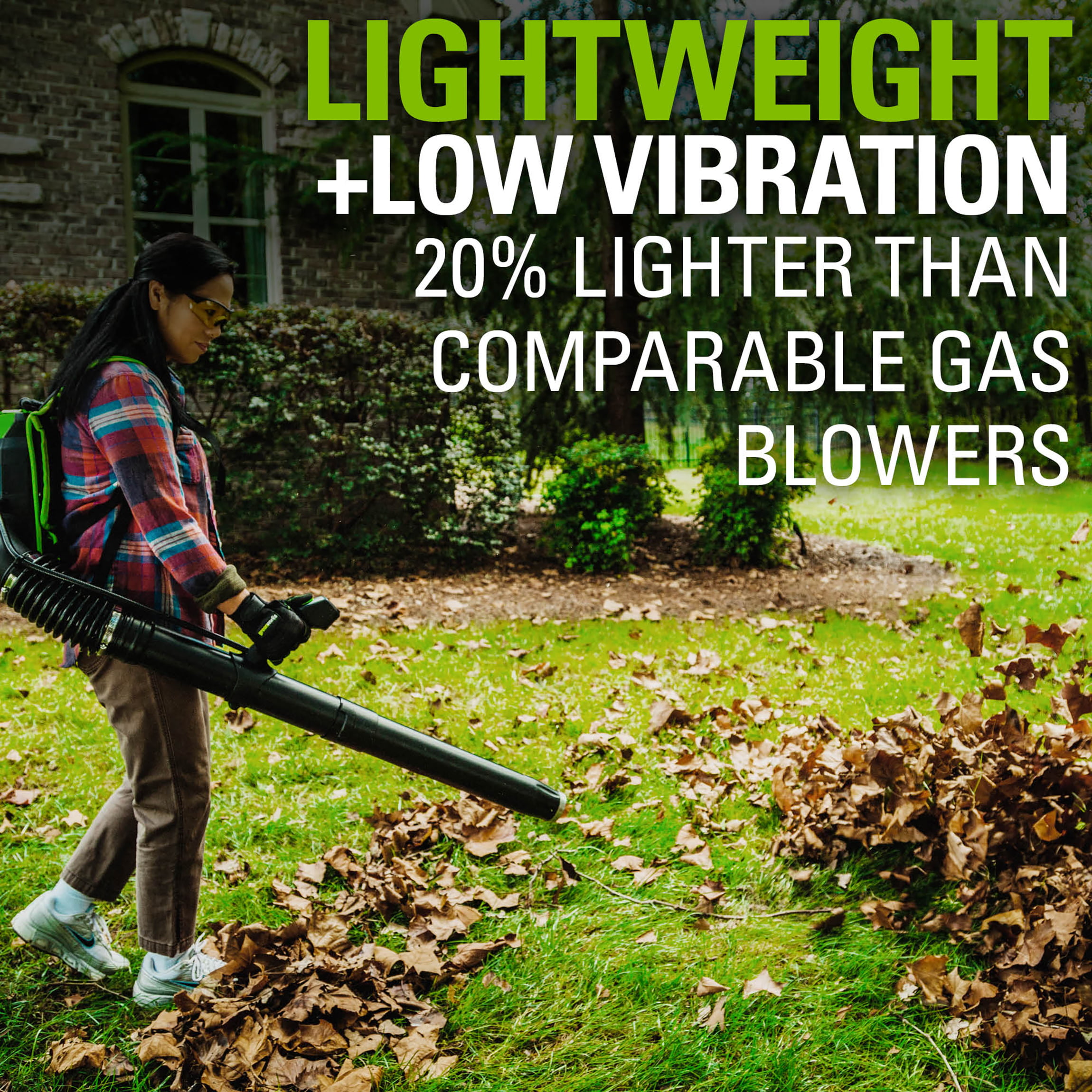 Greenworks 80V 580 CFM Cordless Brushless Backpack Blower， Battery Not Included， 2403802