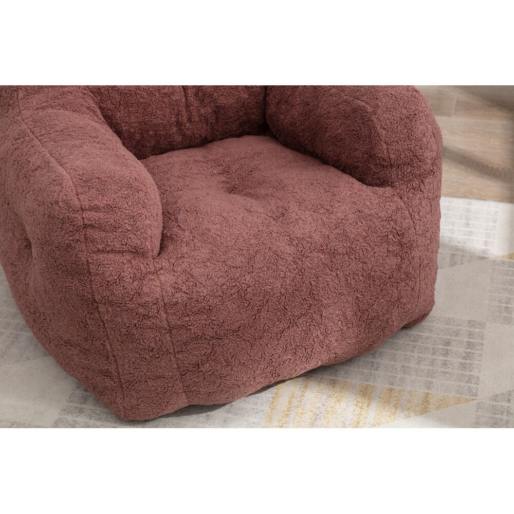 Modern Soft Tufted Foam Bean Bag Chair with Teddy Fabric