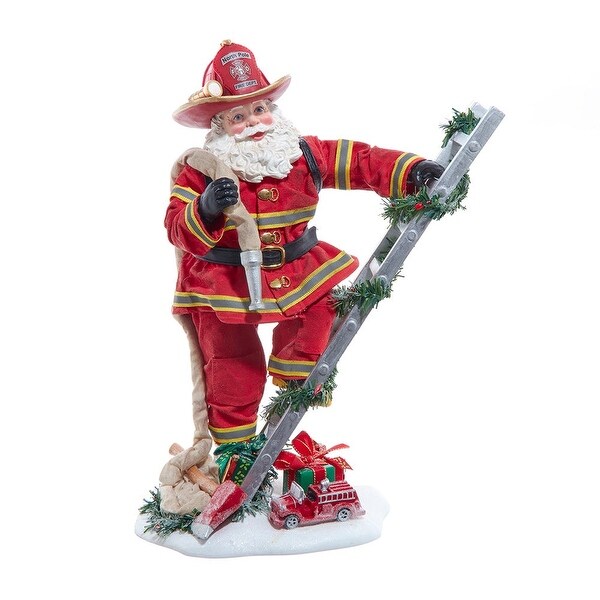 Kurt Adler 11.5Inch Fabriché Fireman Santa On Ladder